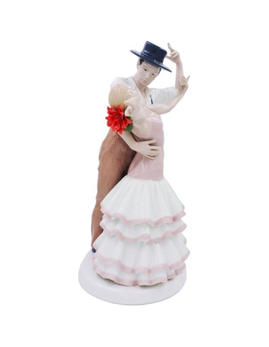 Coppia Flamenco Scultura in Finissima Porcellana 