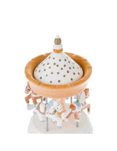 Wooden Carousel Music Box with Horses and Hearts Decor 2