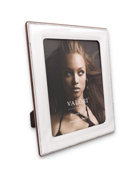 925 Sterling Silver Photo Frame 7 x 9 Marzia Mahogany Back 