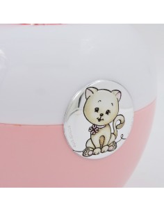 Rosa LED-Lampe für Mädchen mit Kätzchen-Medaillon 2