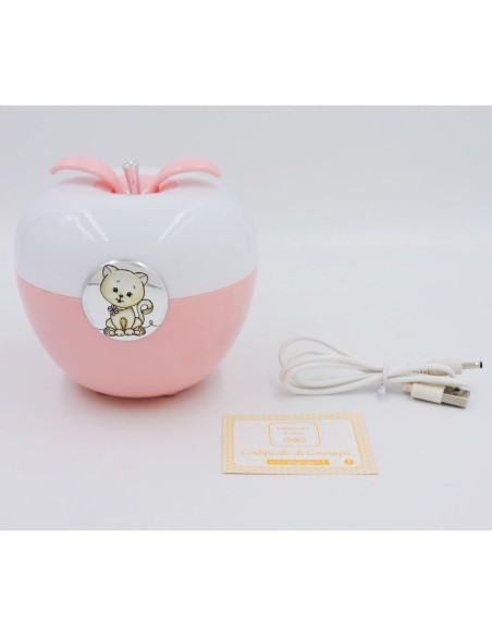 Rosa LED-Lampe für Mädchen mit Kätzchen-Medaillon
