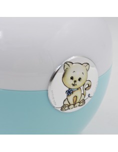 Lampada LED per Bambino Azzurra con Medaglione Gattino  2