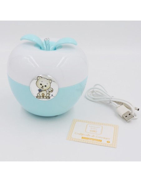 Hellblaue LED-Lampe für Kinder mit Kätzchen-Medaillon