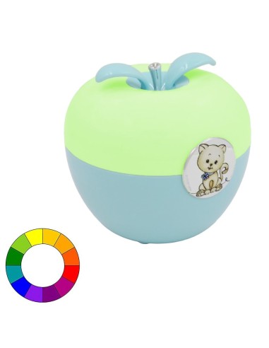 Blue Apple Shaped Table Lamp with Baby Cat