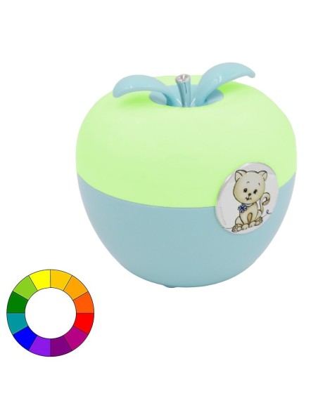 Blue Apple Shaped Table Lamp with Baby Cat