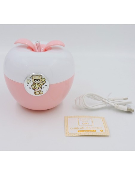 Rosa LED-Lampe für Mädchen mit Teddybär-Medaillon