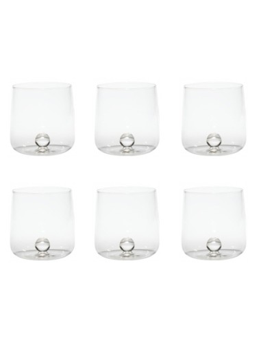 Zafferano Bilia Set 6 Tumbler Glasses In Transparent Borosilicate Glass