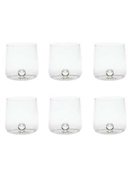 Zafferano Bilia Set 6 Tumbler Glasses In Transparent Borosilicate Glass