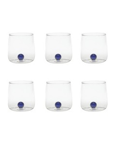 Zafferano Bilia Set 6 Trinkgläser aus Borosilikatglas Blau