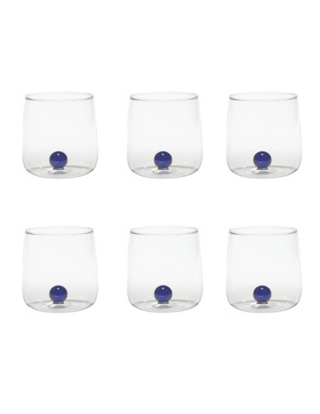 Zafferano Bilia Set 6 Trinkgläser aus Borosilikatglas Blau