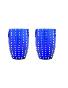 Zafferano Perle Set 2 Bicchieri in Vetro Blu