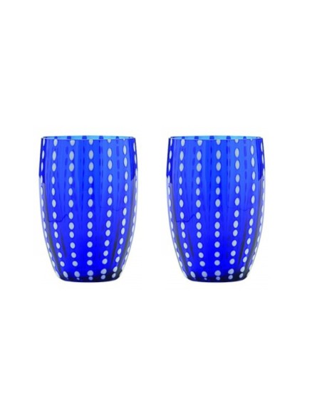 Zafferano Perle Glass Tumbler Blue Set of 2 