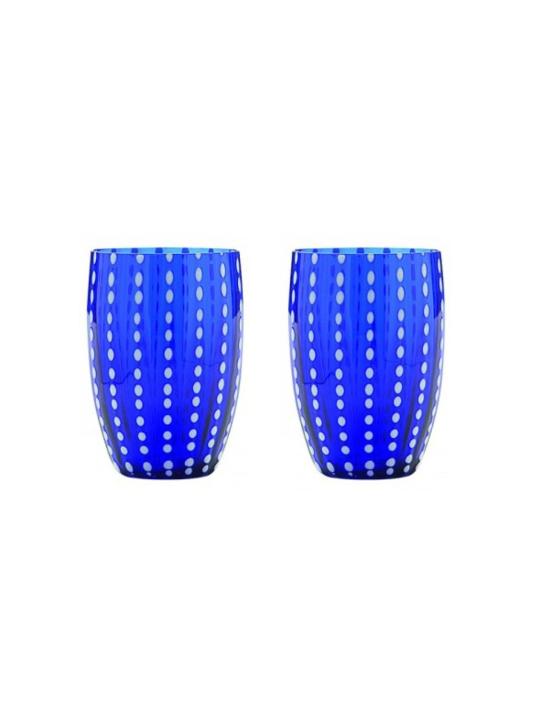 Zafferano Perle Set 2 Bicchieri in Vetro Blu