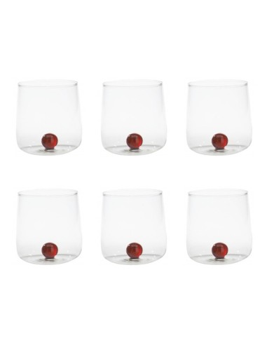 Zafferano Bilia Set 6 Tumbler Glasses In Amber Borosilicate Glass
