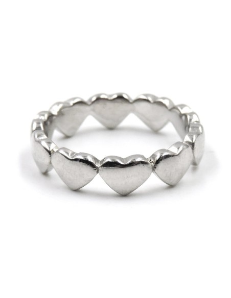 925 Sterling Silver Hearts Ring 