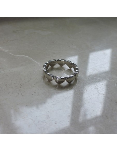 925 Sterling Silver Hearts Ring 