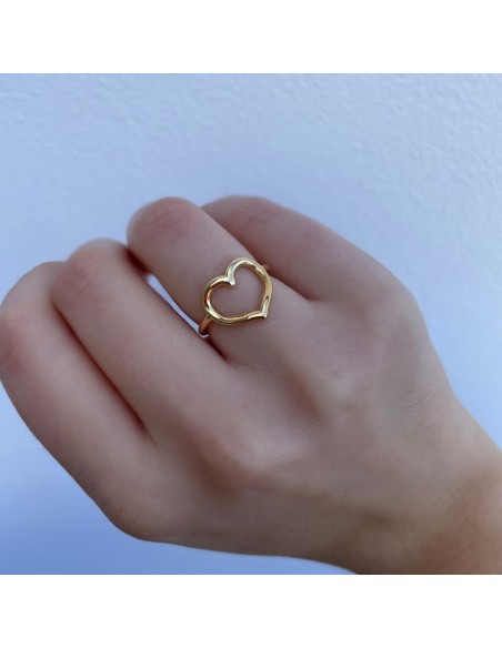 Herzring aus 925er Sterlingsilber Vergoldet Gelbgold