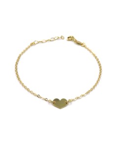 Gold Plated Silver Heart Bracelet with Engraved Letter