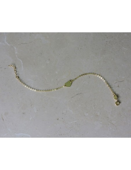 Gold Plated Silver Heart Bracelet with Engraved Letter