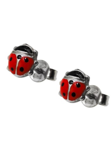 Orecchini Coccinella in Argento Smaltato 