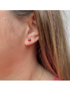 Orecchini Coccinella in Argento Smaltato  2