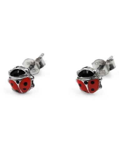 Enamelled 925 Sterling Silver Ladybug Earrings