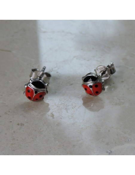 Orecchini Coccinella in Argento Smaltato 