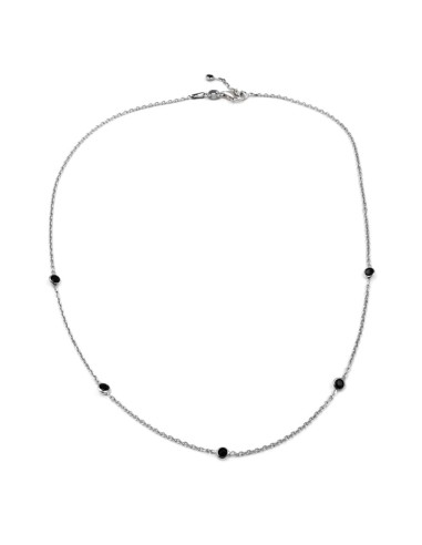 925 Sterling Silver Necklace with Round Black Stones