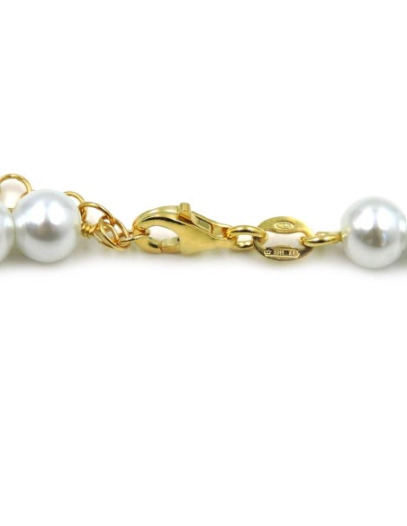 Perlenkette mit Fassung aus vergoldetem 925er Sterlingsilber