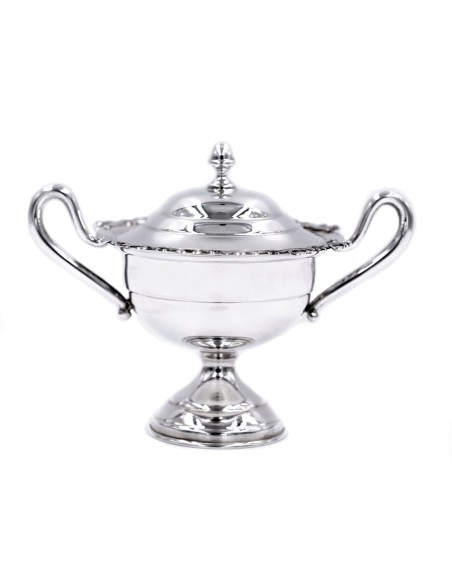 Solid Silver Sugar Bowl with Spoons Holder