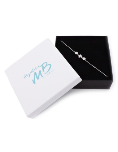 925 Sterling Silver Hashtag Bracelet with white...