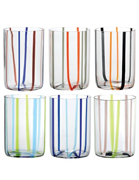 Zafferano Tirache Set 6 Trinkgläser aus mehrfarbigem Glas