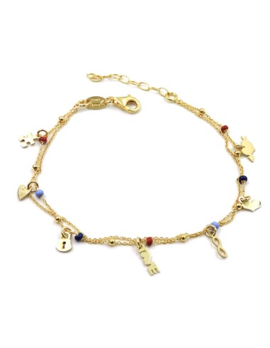 Love Charms Bracelet Gold Plated Sterling...