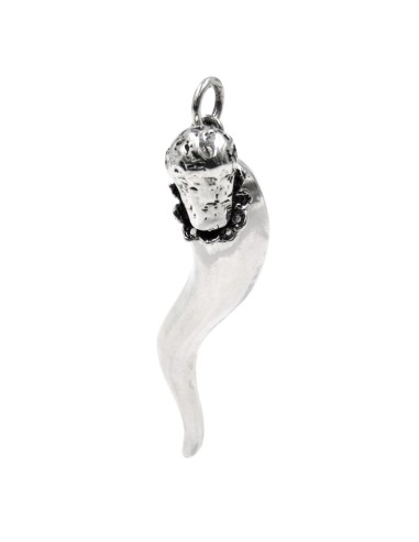 Solid Silver Lucky Horn with Baba Pendant 