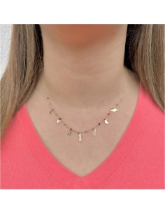 Love Charms Necklace Gold Plated Silver and Beads 2