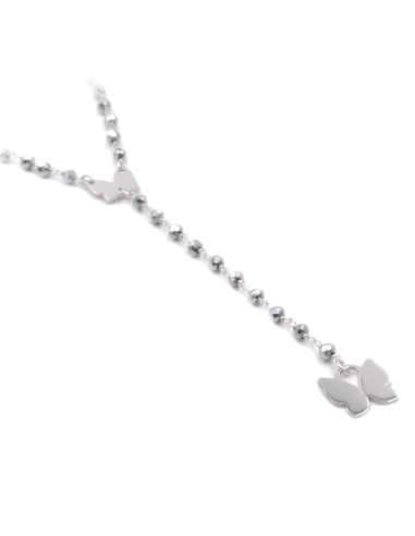 Collana in Argento 925 e Pietra Ematite con Ciondolo Farfalla
