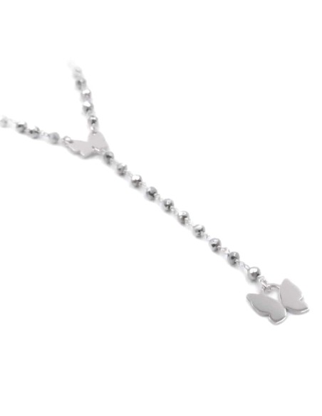 Bracciale Catena Donna in Argento 925 Rodiato con Ciondolo Doppio Cuore