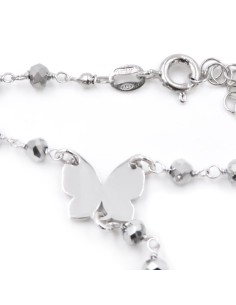 Sterling Silver Butterfly Necklace with Hematite Stones 2