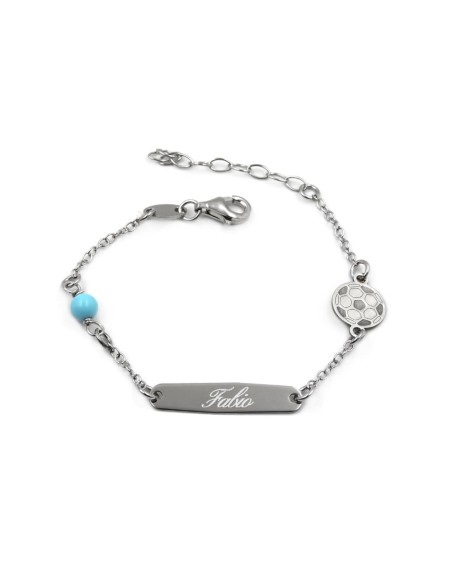 Customizable Sterling Silver Soccer Ball Bracelet For Baby Boy