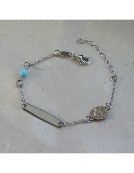 Anpassbares Armband Kind mit Fußball aus Sterlingsilber
