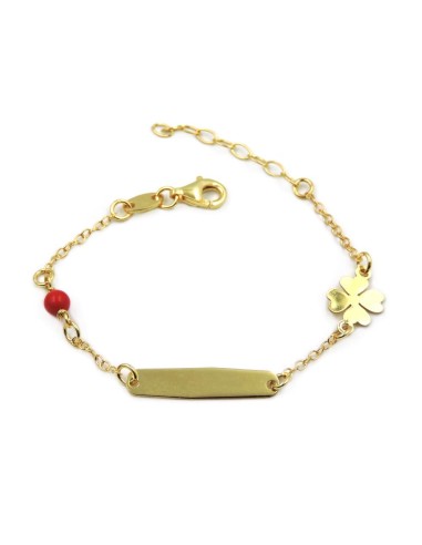 Gold Plated Sterling Silver Four-Leaf Clover Bracelet For Children