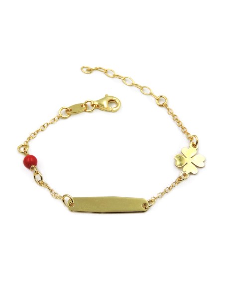 Gold Plated Sterling Silver Four-Leaf Clover Bracelet For Children