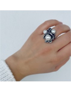 Fresia-Ring aus 925er Sterlingsilber und Perlen 2