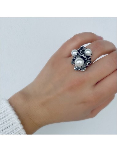 Sterling Silver Freesia Ring with Pearls