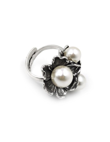 Fresia-Ring aus 925er Sterlingsilber und Perlen