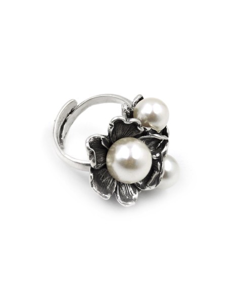 Fresia-Ring aus 925er Sterlingsilber und Perlen