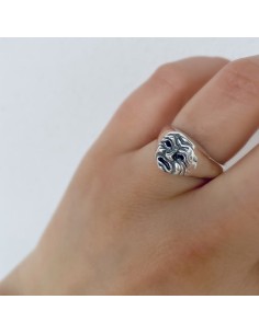 Anello da Mignolo Maschera Triste in Argento 925 2