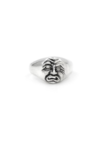 Anello da Mignolo Maschera Triste in Argento 925
