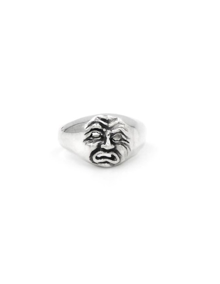 Traurige Maske Pinky Ring aus 925er Sterlingsilber