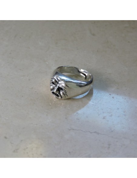 Traurige Maske Pinky Ring aus 925er Sterlingsilber